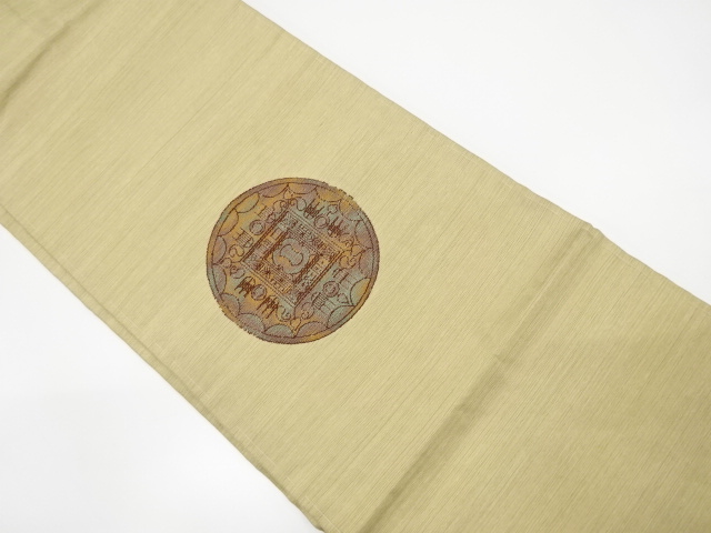 丸紋に抽象模様織り出し名古屋帯